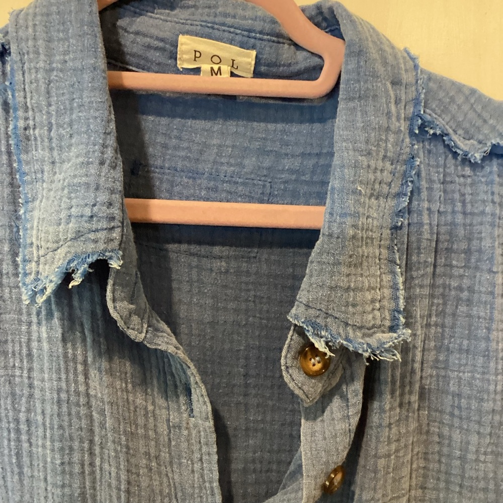 POL Blue and Cream Button-Down Shirt/jacket - Picture 5 of 16